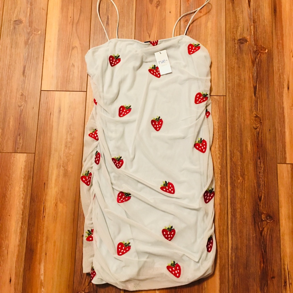 Rue 21 Strawberry Ruched Bodycon Dress Plus Size Cottagecore